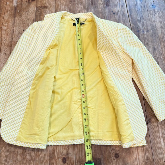 Talbots‎ 2-Piece Set Cotton Stretch Yellow Dot Jacquard Blazer & Skirt Sz 12 EUC - Picture 6 of 15